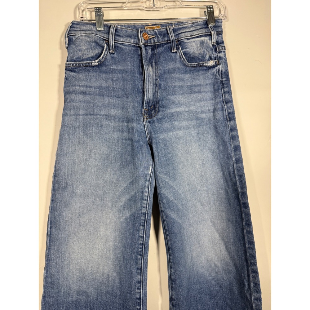 Mother Hustler Roller Ankle  Wide Leg High Rise Cropped Jeans Blue FLAW